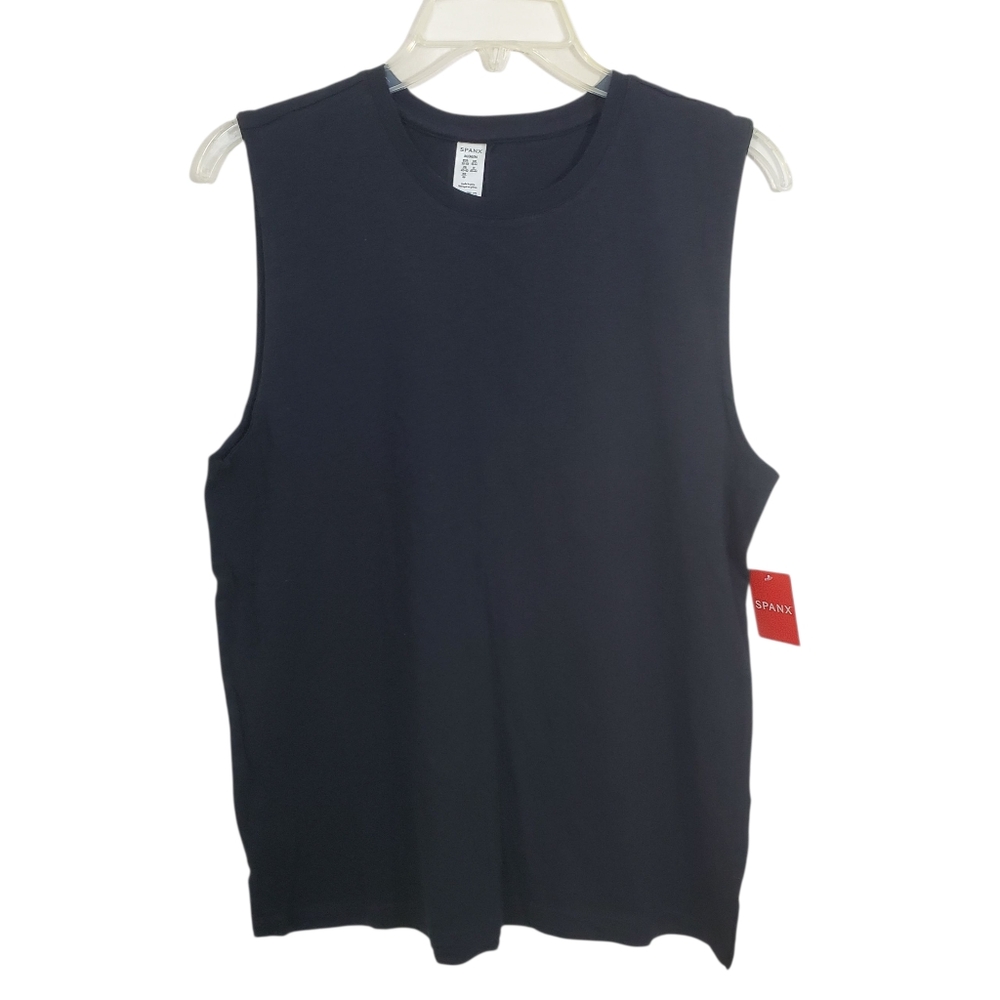 NWT SPANX Slub Muscle Tee Very Black Size Medium Casual Athleisure Sleeveless